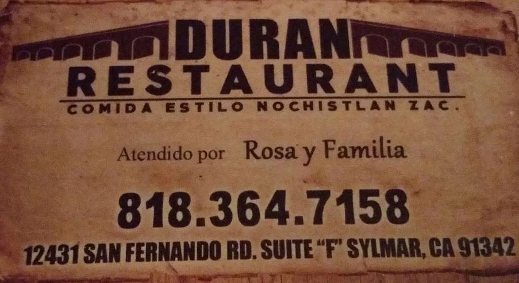 Restaurant Duran Y Familia | 12431 San Fernando Rd, Sylmar, CA 91342, USA | Phone: (818) 364-7158