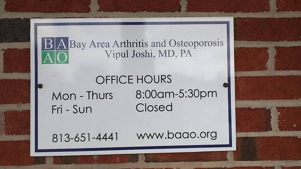 Bay Area Arthritis and Osteoporosis / Dr. Vipul M. Joshi, MD | 1355 Providence Rd, Brandon, FL 33511 | Phone: (813) 651-4441