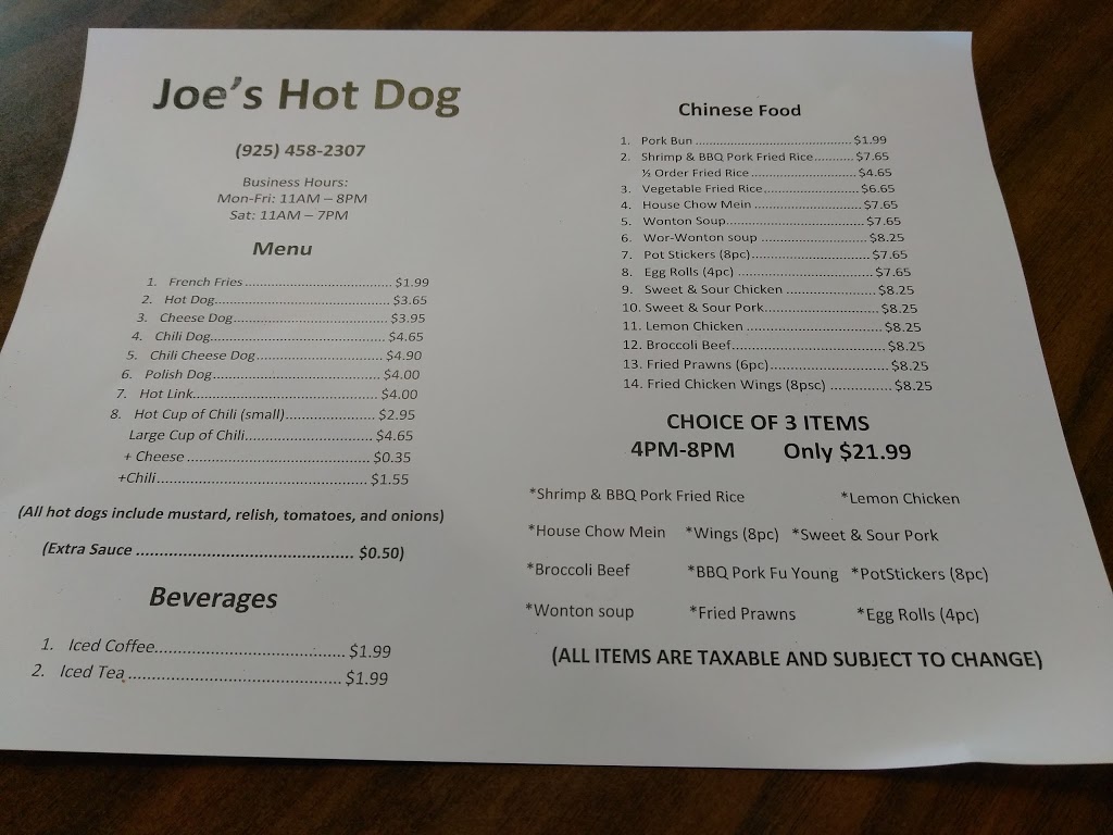Joes Hot Dogs | 602 Port Chicago Hwy, Bay Point, CA 94565, USA | Phone: (925) 458-2307