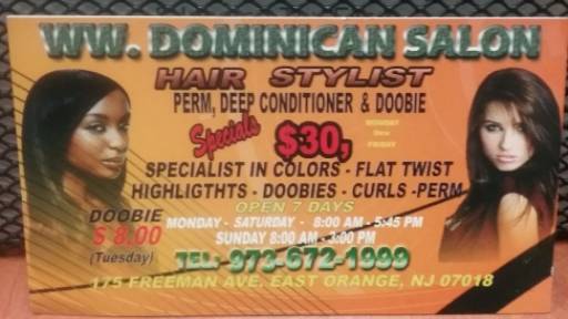 WW.DOMINICAN BEAUTY SALON | 175 Freeman Ave, East Orange, NJ 07018, USA | Phone: (973) 672-1999