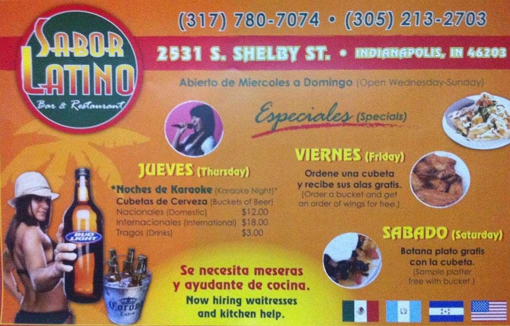 Sabor Latino | 2531 Shelby St, Indianapolis, IN 46203, USA | Phone: (317) 780-7074