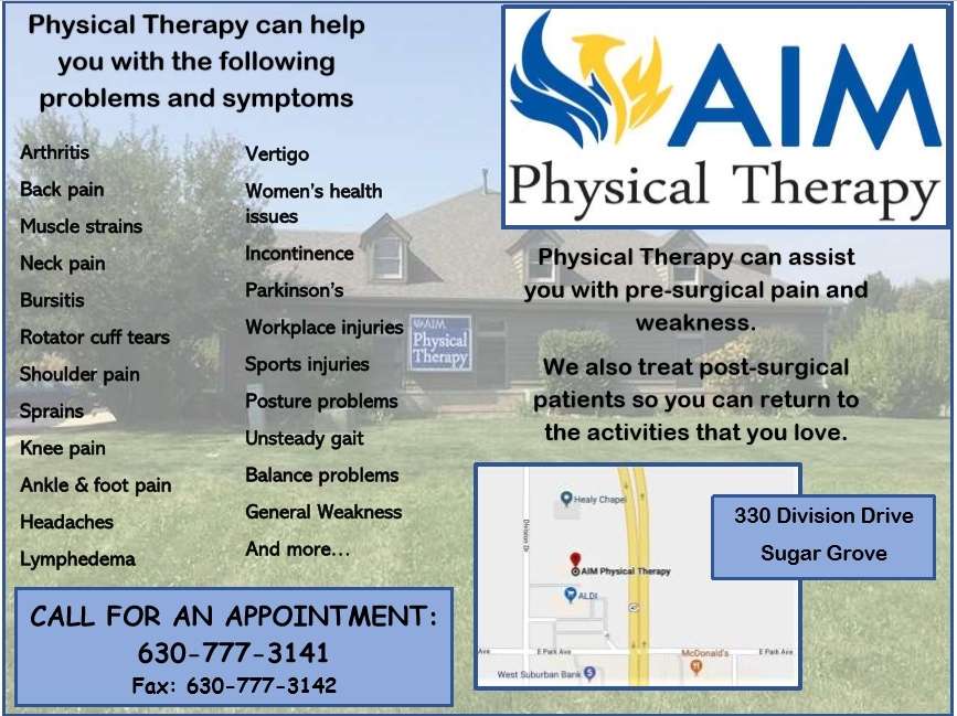 AIM Physical Therapy | 330 Division Dr, Sugar Grove, IL 60554, USA | Phone: (630) 777-3141