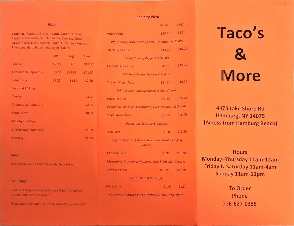 Tacos & More | 4473 Lake Shore Rd, Hamburg, NY 14075, USA | Phone: (716) 627-0355
