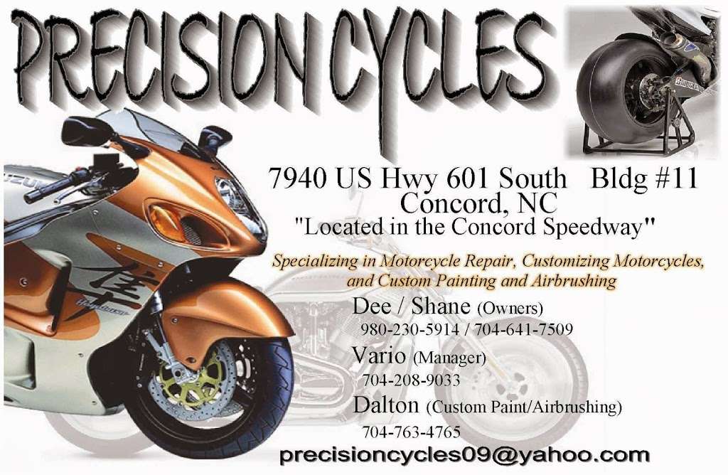 PRECISION CYCLES | 7940 Us Hwy 601 South, "Located in the Concord Speedway", Concord, NC 28025, USA | Phone: (704) 641-7509