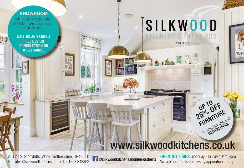 Silkwood Kitchens & Interiors Ltd Hertfordshire | Unit 2, Stonyhills, Ware SG12 0HJ, UK | Phone: 01920 452540