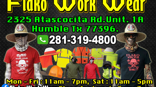 Flako Work Wear | 2325 Atascocita Road #1a, Humble, TX 77396, USA | Phone: (281) 319-4800