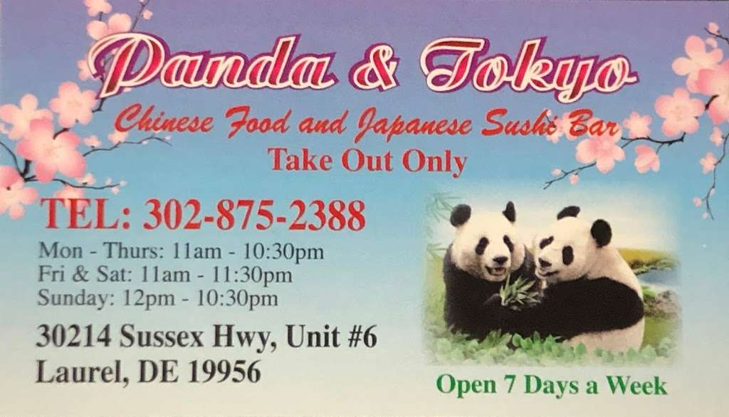 Panda And Tokyo | 30214 Sussex Hwy #6, Laurel, DE 19956, USA | Phone: (302) 875-2388