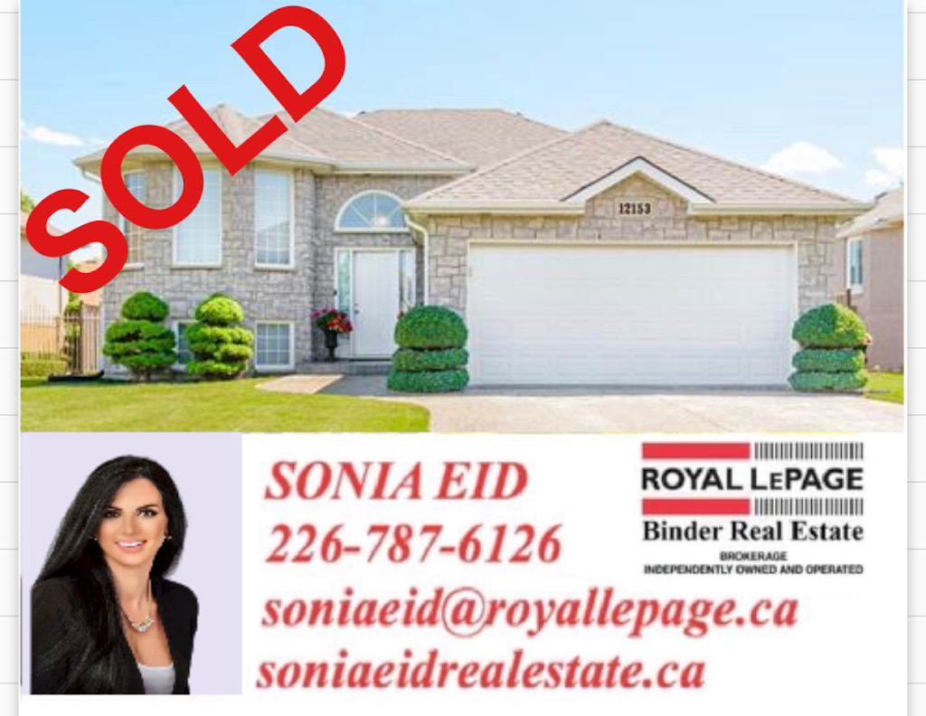 Sonia Eid Royal Lepage Windsor /Binder Real Estate | 1350 Provincial Rd, Windsor, ON N8W 5W1, Canada | Phone: (226) 787-6126