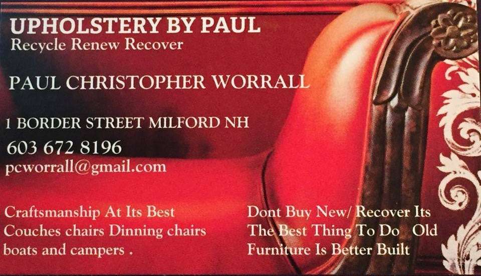 Upholstery By Paul | 1 Border St, Milford, NH 03055, USA | Phone: (603) 672-8196