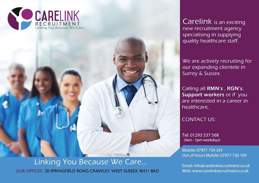 Carelink Recruitment | 3b, Bluebird House, Povey Cross Rd, Horley RH6 0AF, UK | Phone: 01293 537568