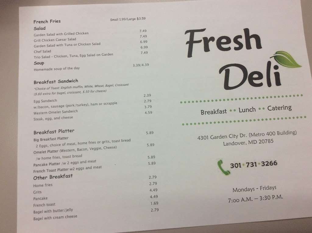 Fresh Deli | 4301 Garden City Dr # 108, Hyattsville, MD 20785, USA | Phone: (301) 731-3266