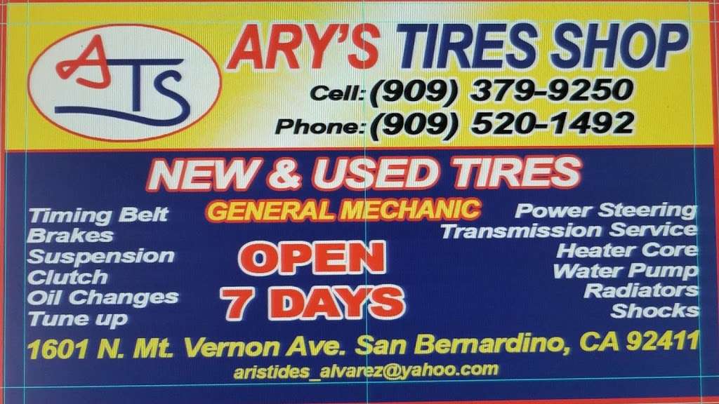 Arys Tires | 1601 N Mt Vernon Ave, San Bernardino, CA 92411, USA | Phone: (909) 379-9250