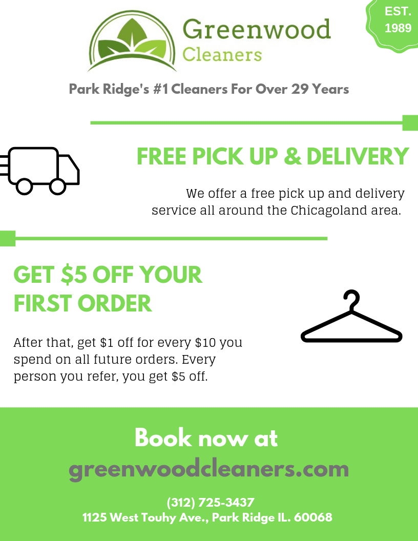 Greenwood Cleaners | 1125 W Touhy Ave, Park Ridge, IL 60068, USA | Phone: (847) 823-5500