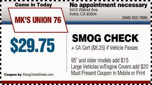 MK Union 76 Smog Auto Repair | 5410 Walnut Ave, Irvine, CA 92604, USA | Phone: (949) 552-7686