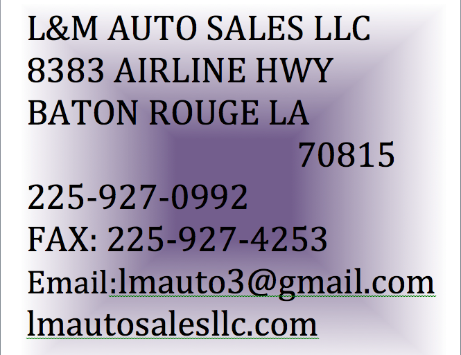 L & M Auto Sales - car dealer  | Photo 2 of 2 | Address: 8383 Airline Hwy, Baton Rouge, LA 70815, USA | Phone: (225) 927-0992