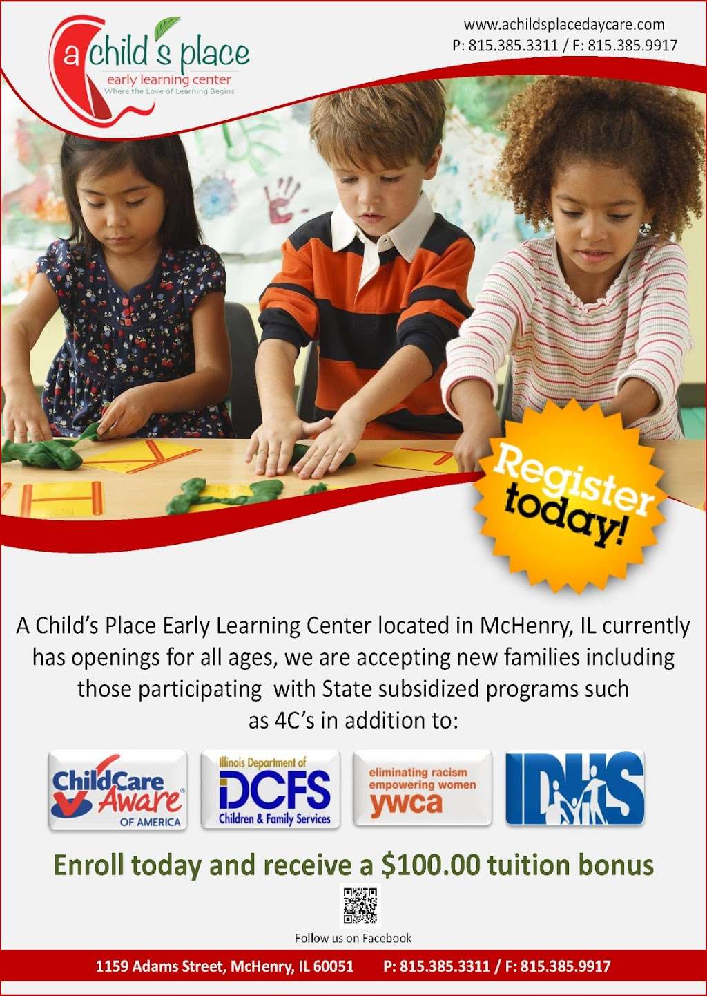 A Childs Place Early Learning Center-McHenry | 1159 Adams Dr, McHenry, IL 60051, USA | Phone: (815) 385-3311