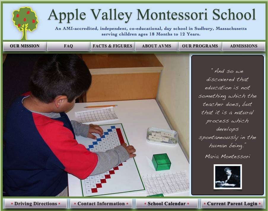 Apple Valley Montessori School | 142 North Rd, Sudbury, MA 01776, USA | Phone: (978) 287-4000