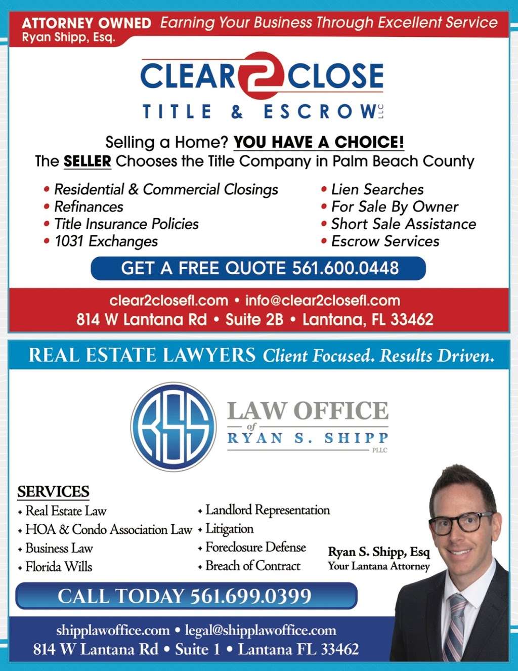 Law Office of Ryan S. Shipp, PLLC | 814 W Lantana Rd #1, Lantana, FL 33462, USA | Phone: (561) 699-0399