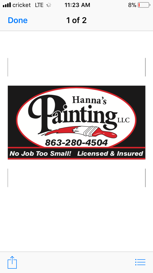 Hannas Painting Limited Liability Company | 105 Lake Link Cir SE, Winter Haven, FL 33884, USA | Phone: (863) 280-4504