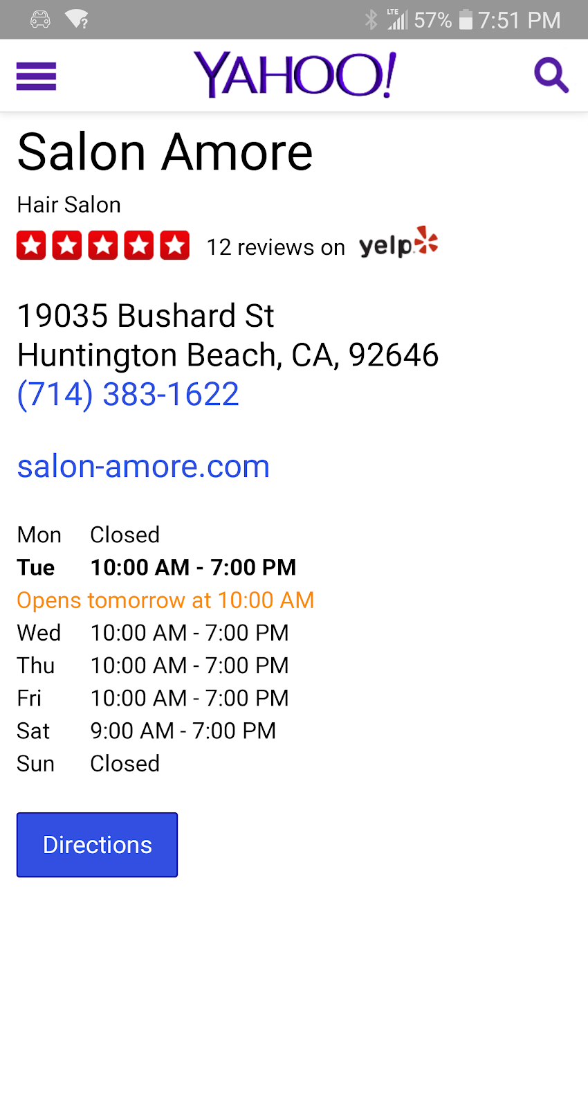 Salon Amore | 19035 Bushard St, Huntington Beach, CA 92646, USA | Phone: (714) 383-1622