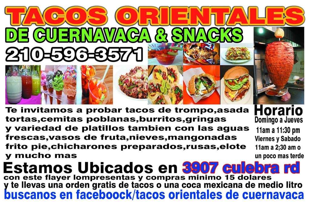 Tacos Orientales De Cuernavaca | 415 Valley Hi Dr, San Antonio, TX 78227, USA | Phone: (210) 596-3571