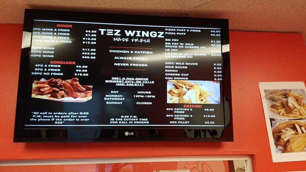 TEZ WINGZ | 3801 N Oak Grove Dr, Midwest City, OK 73110, USA | Phone: (405) 546-8777