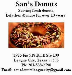 Sans Donuts | 2925 FM Rd 518 East, League City, TX 77573, USA | Phone: (281) 538-2798