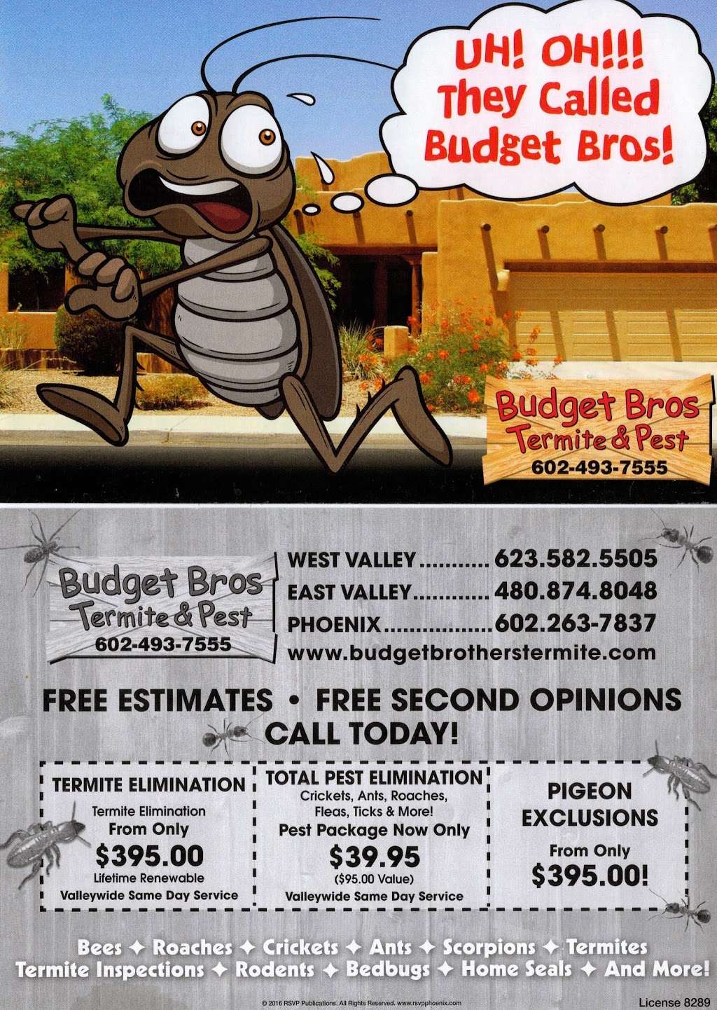 Budget Brothers Termite & Pest | 7401 E Bell Rd, Scottsdale, AZ 85260, USA | Phone: (480) 874-8048