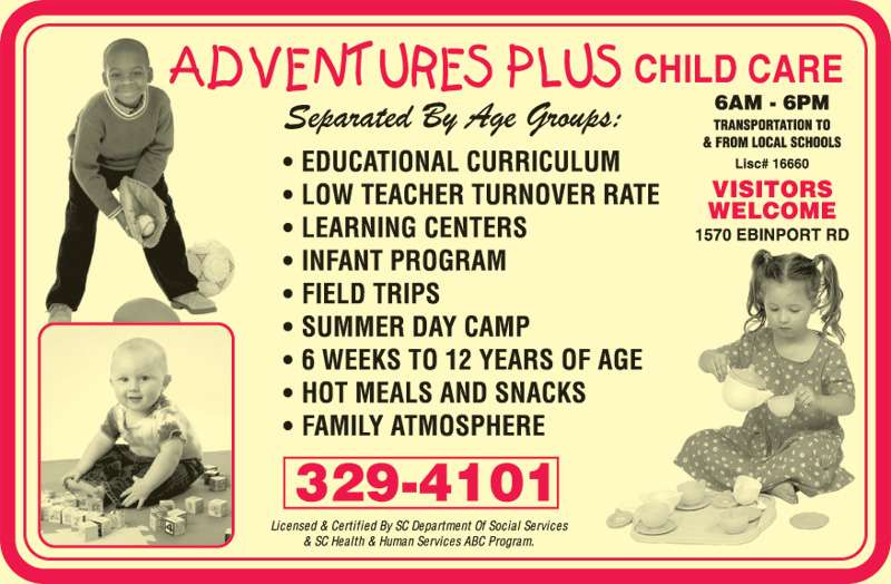 Adventures Plus Child Care | 1570 Ebinport Rd, Rock Hill, SC 29732, USA | Phone: (803) 329-4101