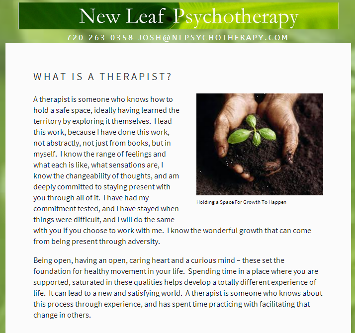 New Leaf Psychotherapy Center | 75 Manhattan Dr #302, Boulder, CO 80303, USA | Phone: (720) 263-0358