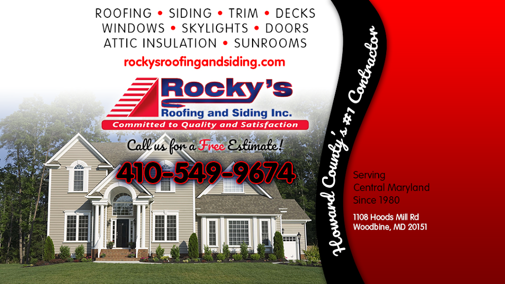 Rockys Roofing & Siding Inc | 1108 Hoods Mill Rd, Woodbine, MD 21797, USA | Phone: (410) 549-9674