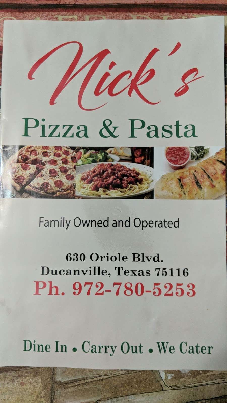 Nicks Pizza & Pasta | 630 Oriole Blvd, Duncanville, TX 75116, USA | Phone: (972) 780-5253