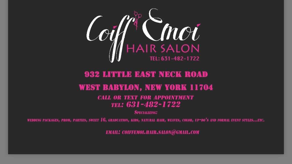 Coiff Emoi Hair Salon | 932 Little E Neck Rd, West Babylon, NY 11704, USA | Phone: (631) 482-1722