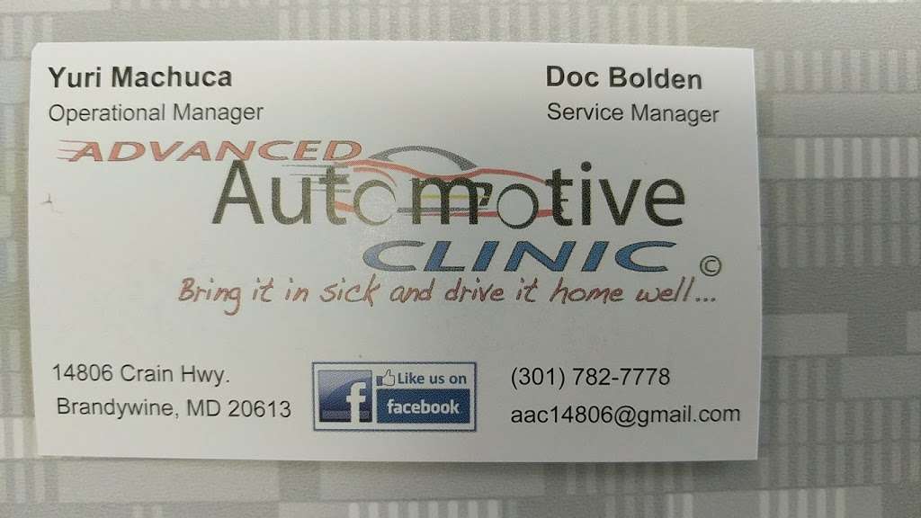 Advanced Automotive Clinic Incorporated | 14806 Crain Hwy, Brandywine, MD 20613, USA | Phone: (301) 782-7778