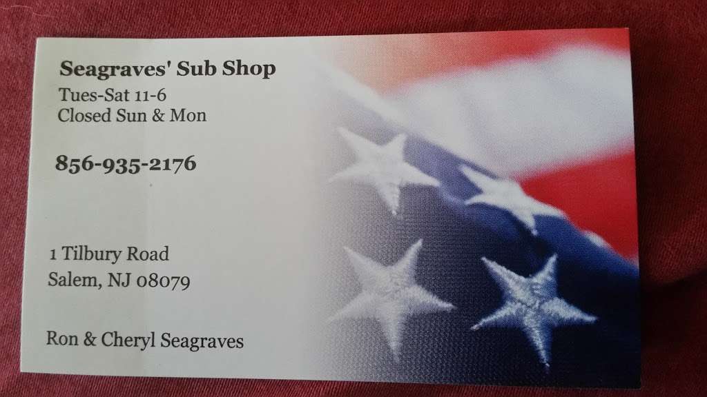 Seagraves Steak & Submarine | 1 S Tilbury Rd, Salem, NJ 08079, USA | Phone: (856) 935-2176