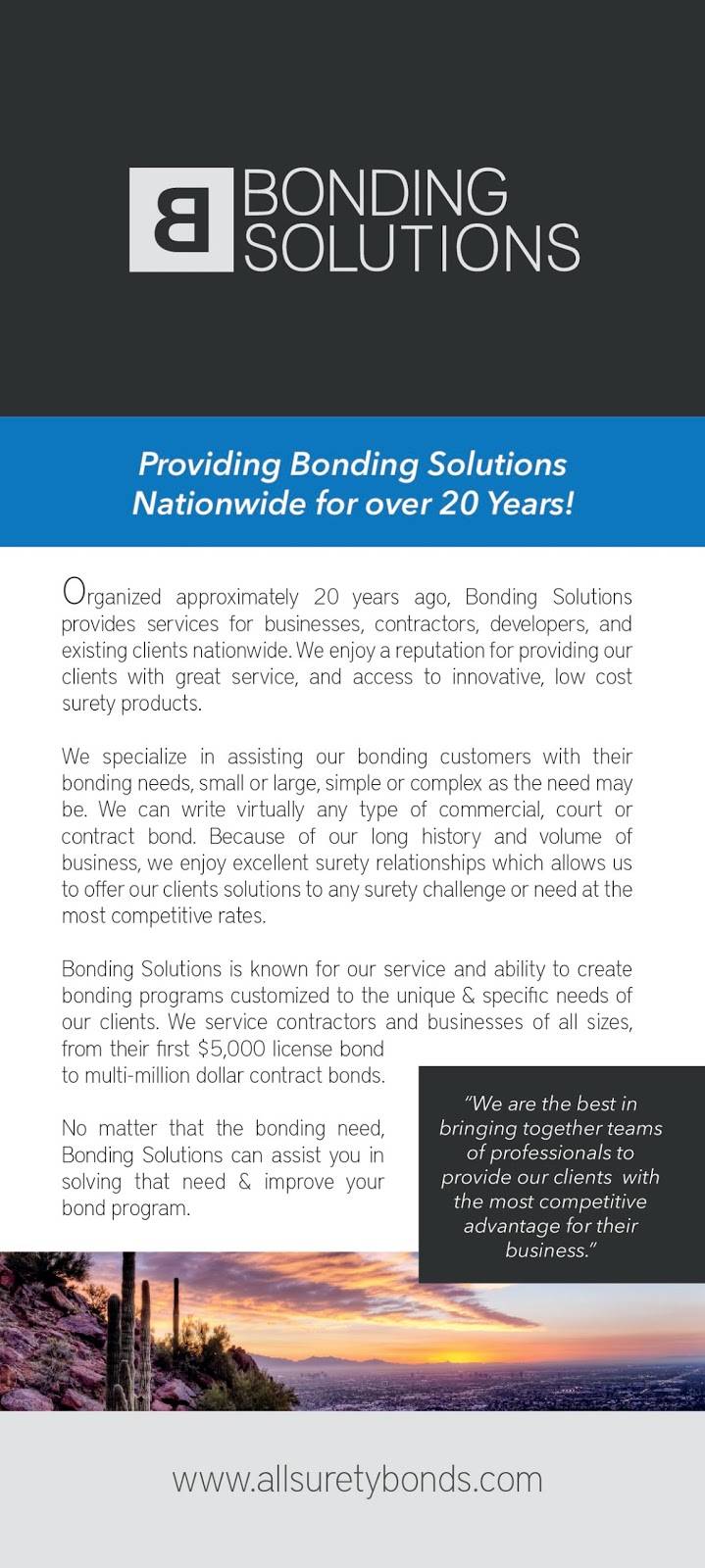 Bonding Solutions LLC | 2855 E Brown Rd #9, Mesa, AZ 85213, USA | Phone: (480) 835-6745