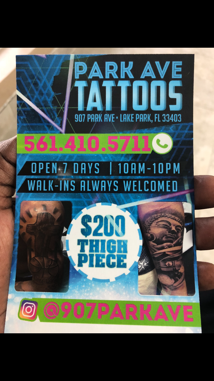 Park ave Tattoos | 907 Park Ave, Lake Park, FL 33403, USA | Phone: (305) 582-3191