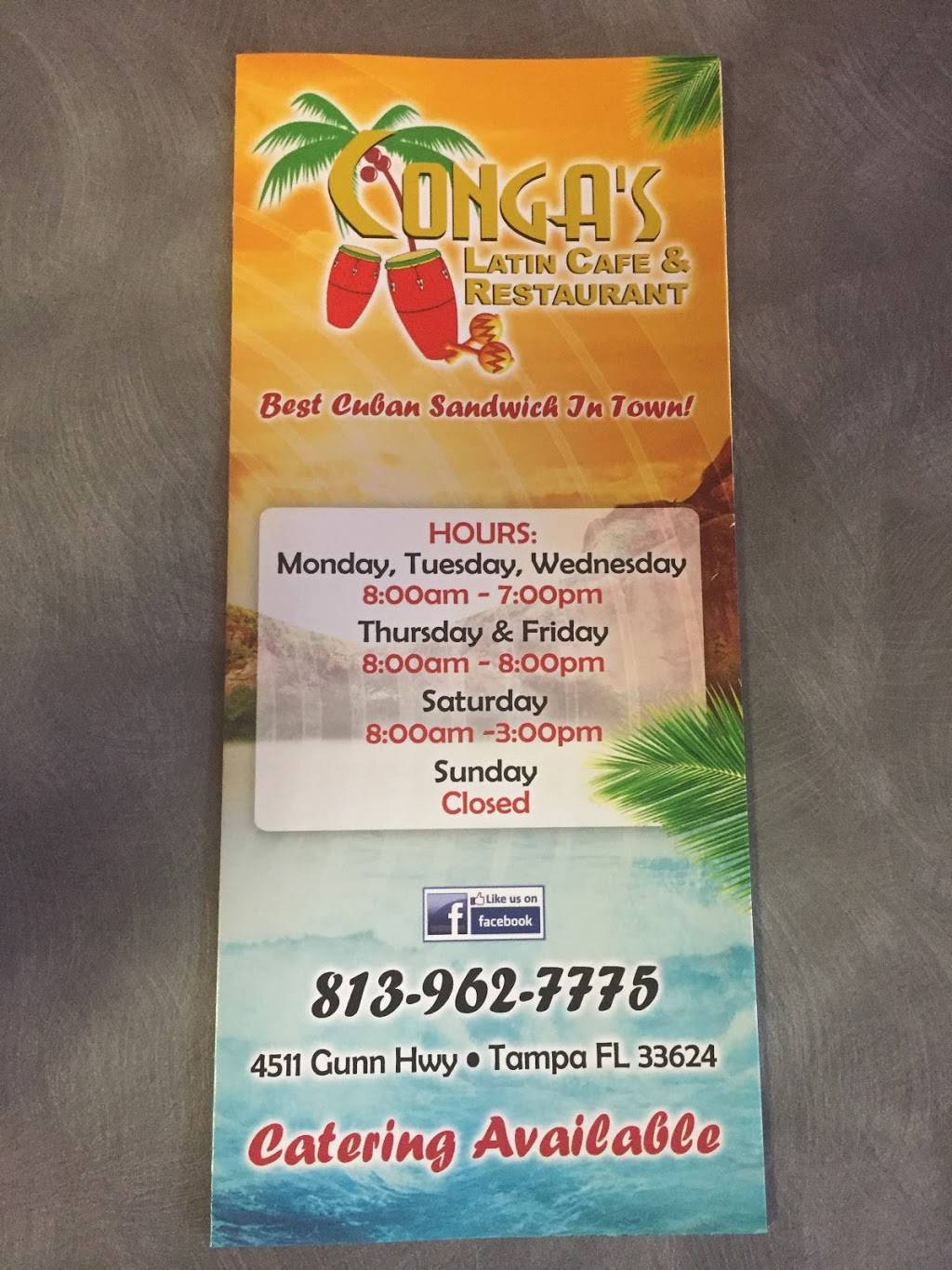 Congas Latin Cafe | 4511 Gunn Hwy, Tampa, FL 33624, USA | Phone: (813) 962-7775
