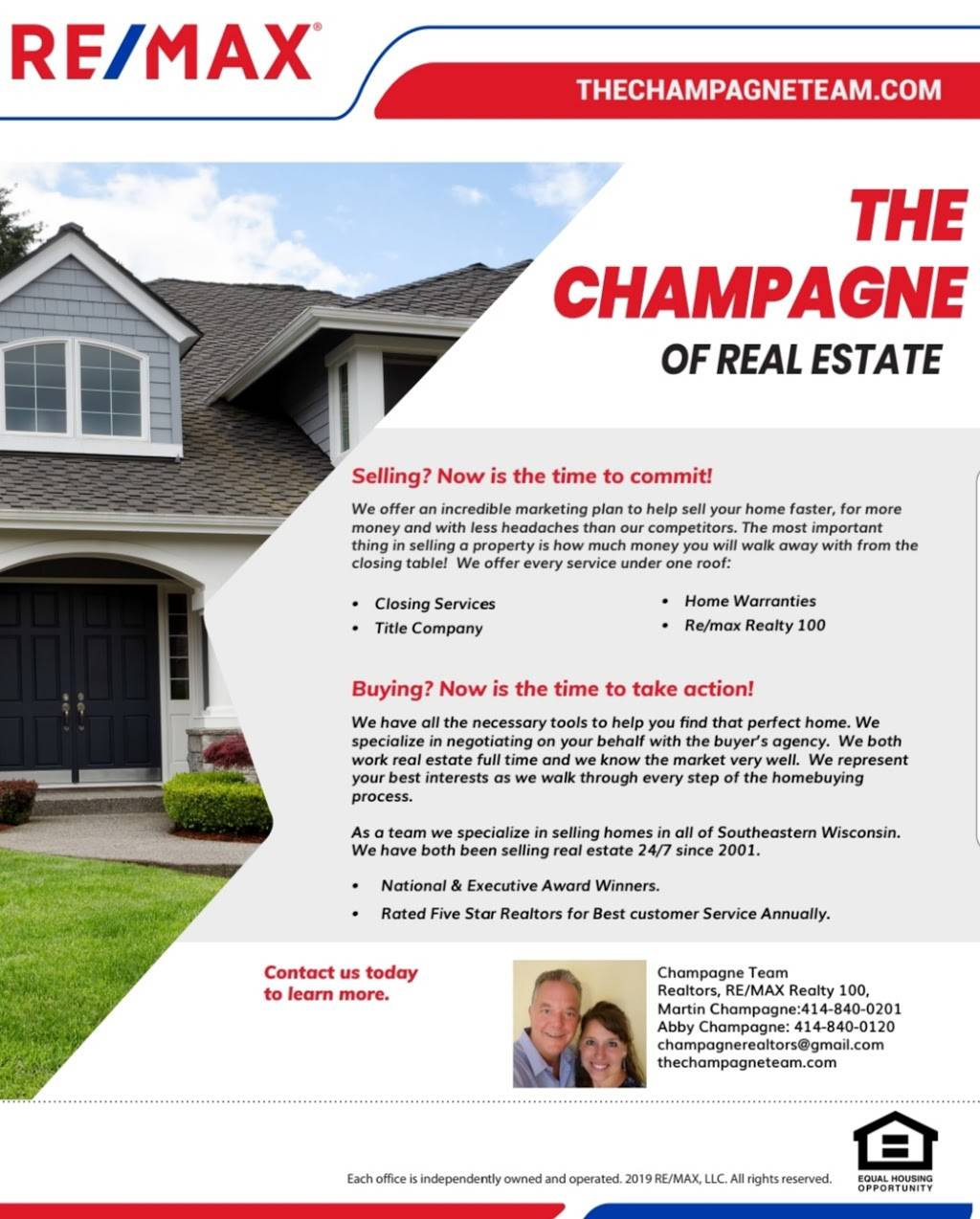 Champagne Team | 6825 S Crane Dr, Oak Creek, WI 53154, USA | Phone: (414) 840-0201