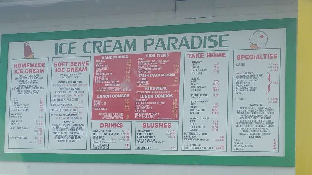 Ice Cream Paradise | 1416 W South St, Lebanon, IN 46052, USA | Phone: (765) 482-4558