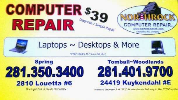 Northrock Computer Repair | 24419 Kuykendahl Rd Suite E, Tomball, TX 77375, USA | Phone: (281) 401-9700