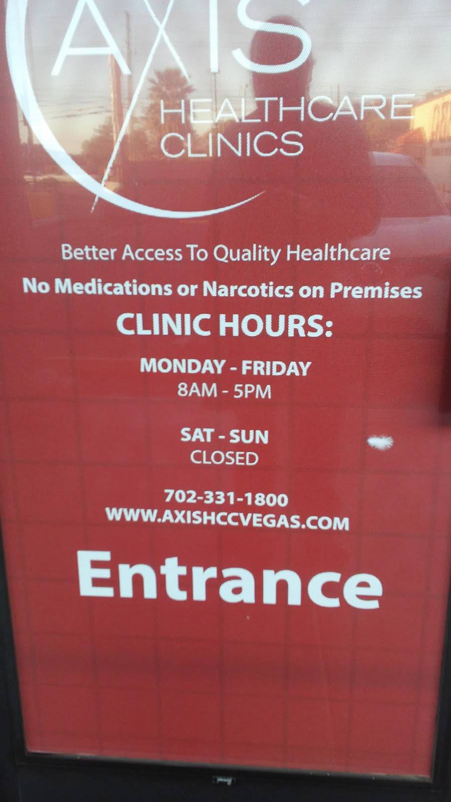 Axis Healthcare Clinics, LLC | 4375 Las Vegas Blvd N #10, Las Vegas, NV 89115, USA | Phone: (702) 331-1800