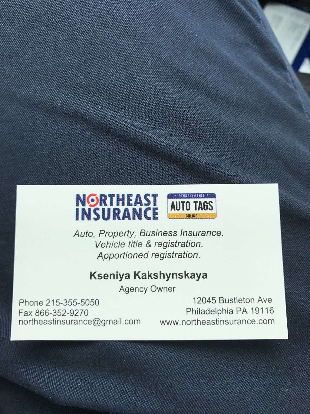 Northeast Insurance and Auto Tags | 12045 Bustleton Ave, Philadelphia, PA 19116, USA | Phone: (215) 355-5050