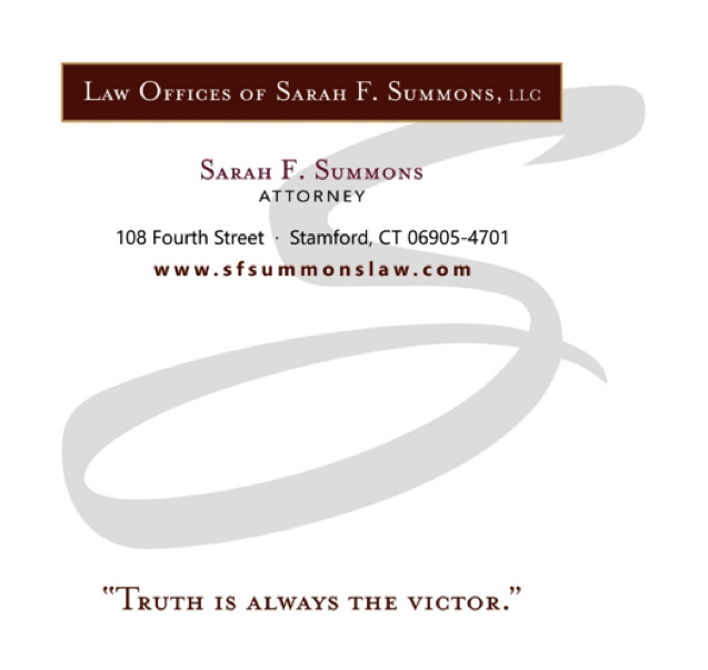 Law Offices of Sarah F. Summons, LLC | 108 4th St, Stamford, CT 06905 | Phone: (203) 325-1692