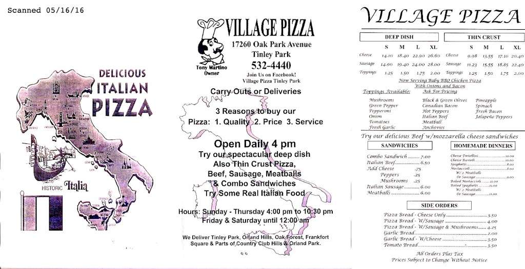 Village Pizza | 17260 Oak Park Ave # 1, Tinley Park, IL 60477 | Phone: (708) 532-4440