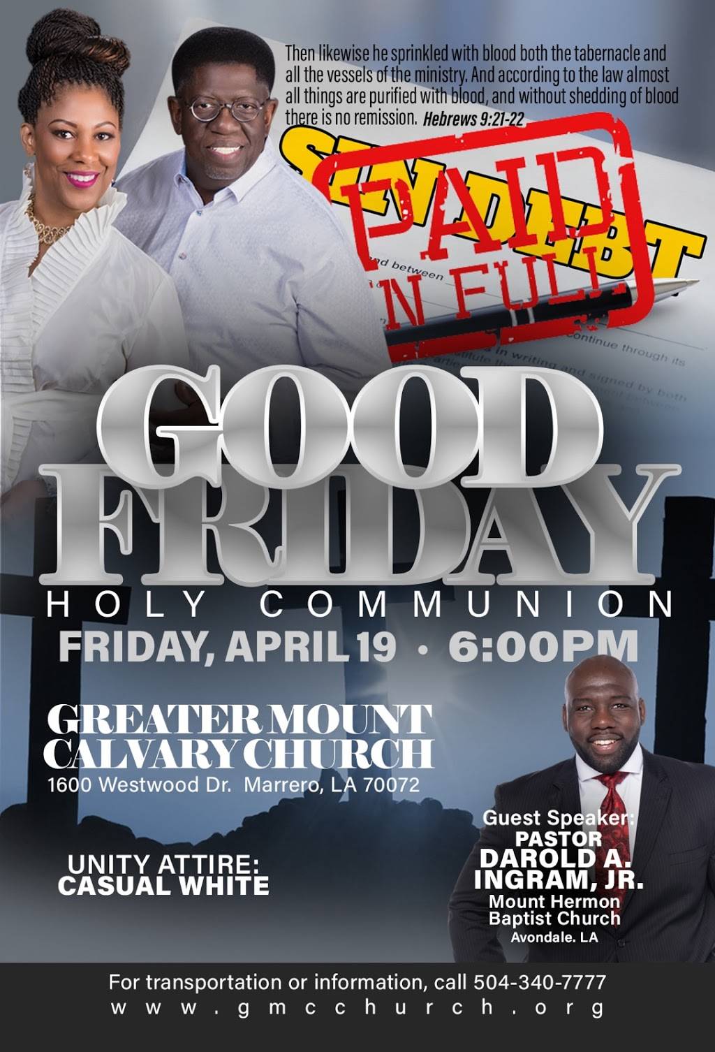 Mount Calvary International Worship Center | 1600 Westwood Dr, Marrero, LA 70072, USA | Phone: (504) 340-7777