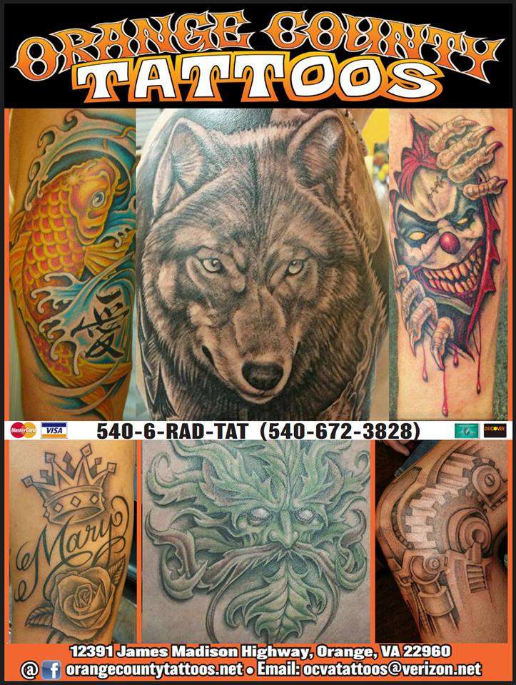 Orange County Tattoos | 12391 James Madison Hwy, Orange, VA 22960, USA | Phone: (540) 672-3828