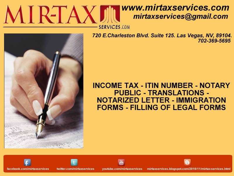 Mir Tax Services | 720 E Charleston Blvd, Las Vegas, NV 89104, USA | Phone: (702) 369-5695
