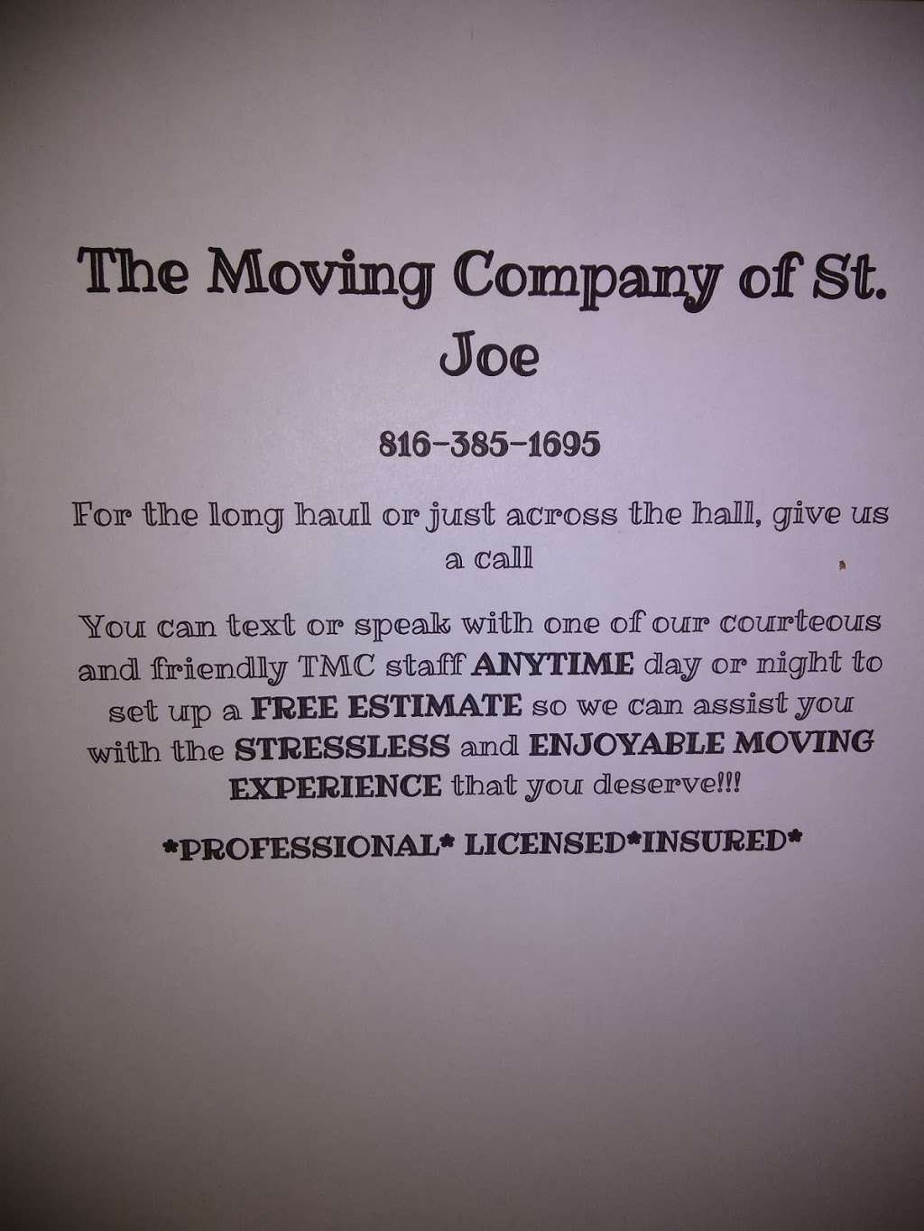 The Moving Company of St.Joe | 2802 S 20th St, St Joseph, MO 64503, USA | Phone: (816) 385-1695