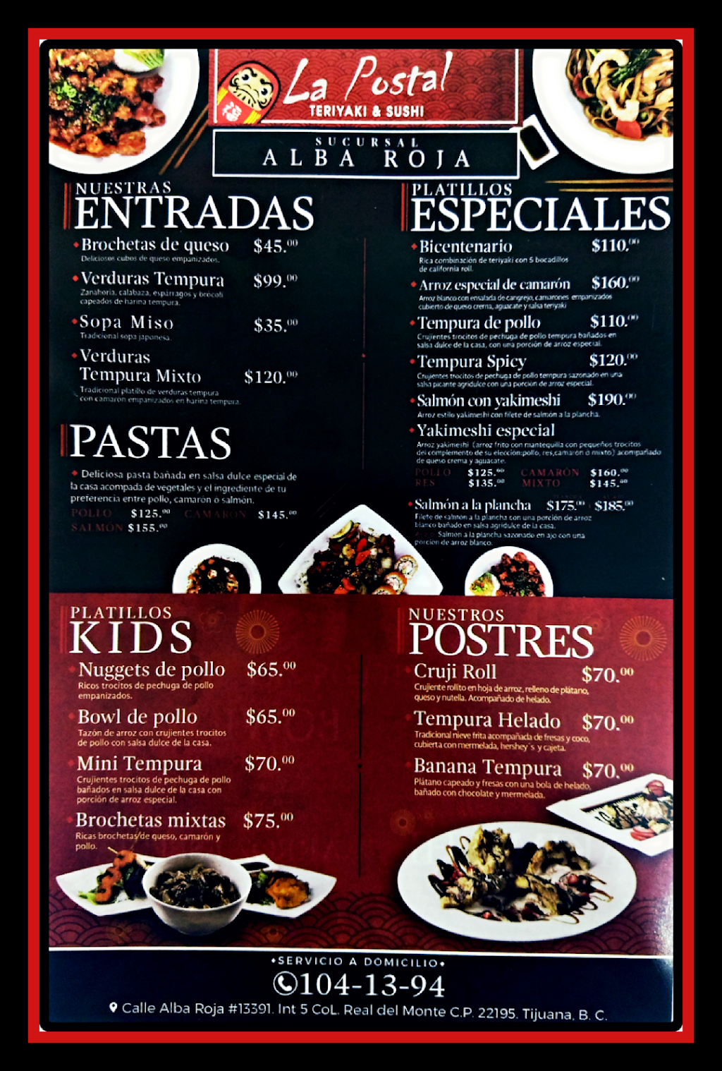 La Postal Teriyaki & Sushi | Calle Alba Roja 13391-5, Real del Monte, 22195 Tijuana, B.C., Mexico | Phone: 664 104 1394